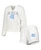 Women's White North Carolina Tar Heels Sunray Notch Neck Long Sleeve T-shirt and Shorts Set