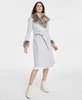 Women's Faux-Fur-Trim Belted Wrap Coat