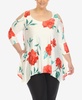 Plus Size Floral Printed Cold Shoulder Tunic Top