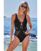 Women's Fishnet Plunge-Neck One-Piece Swimsuit 