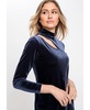 Women's Long Sleeve Velvet Dress with Cutout Neckline