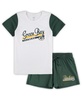 Women's White, Green Green Bay Packers Plus Size Downfield T-shirt and Shorts Sleep Set