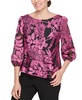 Petite Floral-Print 3/4-Sleeve Blouse