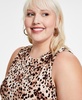 Trendy Plus Size Cheetah-Print Sleeveless Jersey Crewneck Top, Created for Macy's