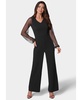 Women's V-Neck Jumpsuit with Powermesh Sleeve