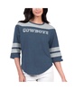 Women's Navy Dallas Cowboys Fullback Tri-Blend 3/4-Sleeve T-Shirt