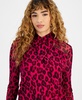 Women's Printed Mesh Twist-Neck Blouse, Created for Macy's 