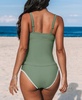 Women's Scoop Neck Mid Rise Adjustable Straps Shell Stitched Tankini Sets