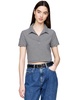 Women's Striped Short-Sleeve Cropped Polo Shirt