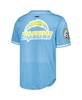 Men's Justin Herbert Powder Blue Los Angeles Chargers Mesh Baseball Button-Up T-shirt