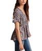 Women's Printed Cotton Smocked Peplum Top