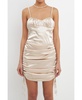 Women's Ruched Detail Stretch Satin Dress