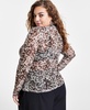 Trendy Plus Size Cheetah-Print Mesh Mock-Neck Top, Created for Macy's