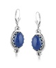 Sterling Silver Lapis Gemstone Crown Detail Lever Back Earrings