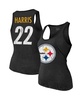 Women's Threads Najee Harris Black Pittsburgh Steelers Player Name and Number Tri-Blend Tank Top