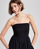 Women's Strapless Mixed Media Bubble-Hem Midi Dress, Exclusively at Macy's