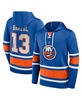 Men's Mathew Barzal Royal New York Islanders Name and Number Lace-Up Pullover Hoodie