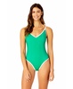 Women's Solid Piped Contour One Piece Swimsuit