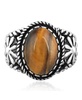 Sterling Silver Tiger's Eye Concha Flower Design Ring, Size 10