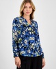 Women's Floral-Print Tie-Neck Blouse, Exclusively at Macy's