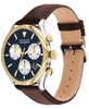 Men's Heritage Calendoplan Swiss Quartz Chronograph Chocolate Genuine Leather Strap Watch 43mm