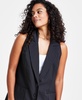 Petite Pinstripe Long Vest, Created for Macy's