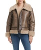 Women's Single-Breasted Faux Leather + Faux Sherpa Bonded Jacket