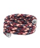 Sterling Silver Multi-Color Braided Pink, Maroon and Berry Leather Coil Wrap Bracelet, 34 Inches