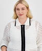 Trendy Plus Size Open-Stitch Zip-Front Cardigan, Exclusively at Macy's 