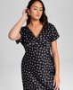 Women's Printed Satin V-Neck Midi Dress, Created for Macy's