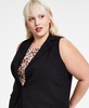 Trendy Plus Size Single-Button Collared Vest, Created for Macy's