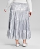 Trendy Plus Size Metallic Tiered Skirt, Created for Macy's