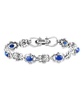 Sterling Silver Lapis Gemstone Concha Link Bracelet, Size Large