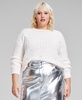 Trendy Plus Size Embellished Cable-Knit Sweater, Created for Macy's