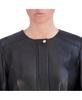 Women's Collarless Leather Jacket