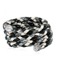 Sterling Silver Multi-Color Braided Black, White and Gray Leather Coil Wrap Bracelet, 34 Inches