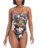 Women's Floral-Banded Keyhole One-Piece Swimsuit, Created for Macy's