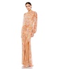 Women's Floral Print Sequined Puff Sleeve Gown