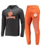 Men's Orange, Charcoal Clemson Tigers Meter Long Sleeve Hoodie T-shirt and Jogger Pants Set