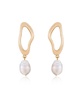 Open Circle 18K Gold-Plated and Cultured Freshwater Pearl Dangle Earrings