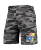 Men's Charcoal, Gray Kansas Jayhawks Camo Backup Terry Jam Lounge Shorts