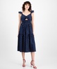 Women's Dot-Print Cutout Smocked Midi Dress, Exclusively at Macy's 