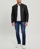 Men's Stretch Faux Leather Biker Collar Jacket