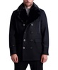 Paris Men's Wool Peacoat with Faux Fur Collar