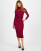 Women's Printed Mesh Ruched Turtleneck Dress, Created for Macy's 