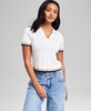 Petite Pointelle V-Neck Sweater, Exclusively at Macy's