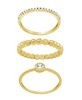 Gold Plated 3-Piece Clear Cubic Zirconia and Band Ring Set