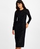 Women's Long-Sleeve Round-Neck Burnout Midi Dress, Created for Macy's