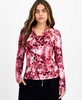 Petite Printed Knit Cowlneck Long-Sleeve Top, Created for Macy's