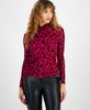 Women's Printed Mesh Twist-Neck Blouse, Created for Macy's 